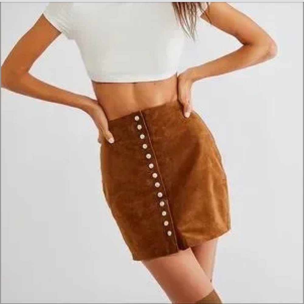 Free People Button Up Suede Skirt by Blank NYC Size 26